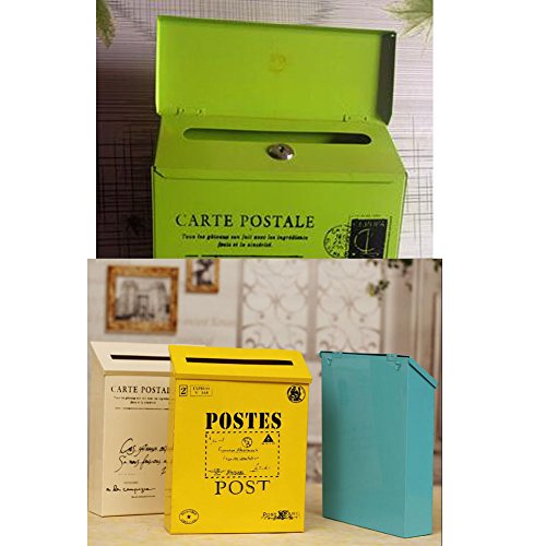 Brief Briefkasten Wand montiert wasserdichte Mailbox mit Schloss Dekorative Box, weißes kleines Wort - 2