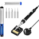 Soldering Iron Kit, Anbes 60W 220V Soldering Iron Set with Adjustable Temperature Soldering Iron, Desoldering Pump, 5 Different Tips, Soldering Station, Tin Wire Tube