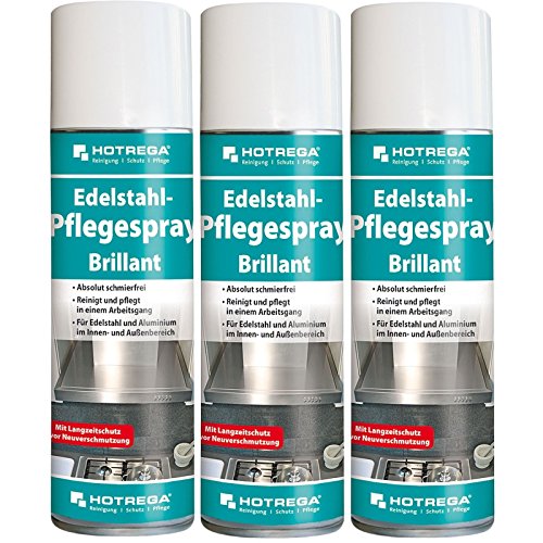 Preisvergleich Produktbild 3 Set HOTREGA Edelstahl-Pflegespray Brillant 300 ml