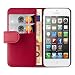 Produktbild iPhone SE, iPhone 5 / 5s Lederhülle | JAMMYLIZARD Ledertasche [ Wallet Series ] Leder Hülle Flip Case Cover Schutzhülle mit Kartenfach, Rot