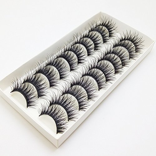 Bluelans® 10 Paar Handgemacht Quer Lange Falsche Künstliche Wimpern Natürlich Schwarz Eyelashes Wimpernverlängerung Make-up - 5