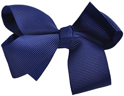 Bow Clip Ribbon Hair Alligator Clip Grosgrain Slides Girl Prom Accessory Gift - Navy Blue