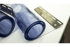 AirTech-UK PVC Refrigeration Strip Curtain Door Strip One Only 2 Meter Long x 200mm Wide x 2mm Thick Coldroom Warehouse Catering. Plates Include Fully Made Ready to Use