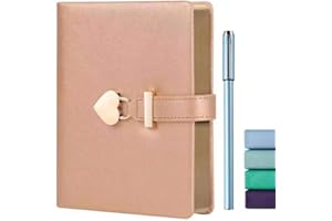 ZXHQ Journal intime en forme de cœur avec clé, transmet l'amour et l'affection, journal intime avec serrure pour filles et femmes, B6 (19,1 x 14 cm) doré