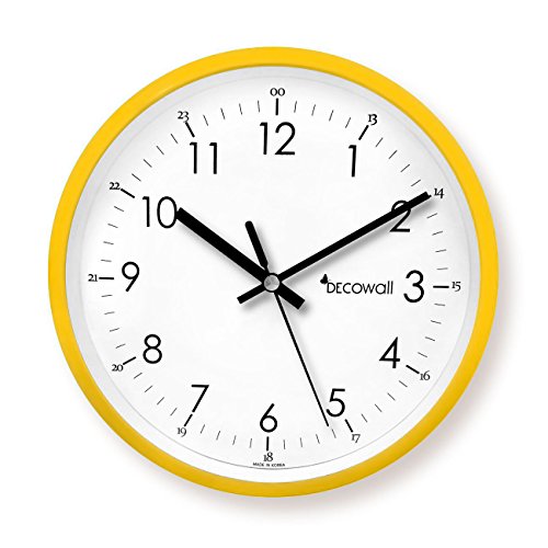 Decowall DSH-M22Y Nicht Tickende Stille Metall Wanduhr Modern für Wohnzimmer Küche Büro (Gelb, 22.5cm)