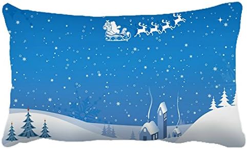 Poieloi Santa Claus House Throw Pillow Cover Cushion Cover Blue 12"x20"