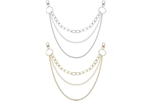 Xihuimay 2pcs Pants Jeans Chain Gothic Punk Rock Chain Pocket Belt Chains Multi-layer Wallet Chain Trousers Chain Skirt Waist Chain Keychain for Key Belt Loop Purse Handbag for Women Men, Gold Silver