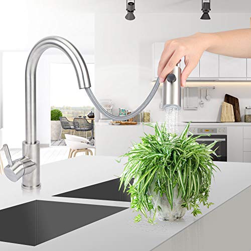 Preisvergleich Produktbild Cocoarm 360° Drehbar Herausziehbar Wasserhahn, Einhebel Küchenmischer Küchenarmatur Spültischarmatur mit Brause Mischbatterie, Gebürsteter Nickel Edelstahl Waschtischarmatur für Küche & Waschbecken