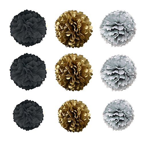 Geburtstag Dekoration Set, Recosis Happy Birthday girlande mit Spiralen Dekoration und Seidenpapier Pompoms Kindergeburtstag Deko - 3