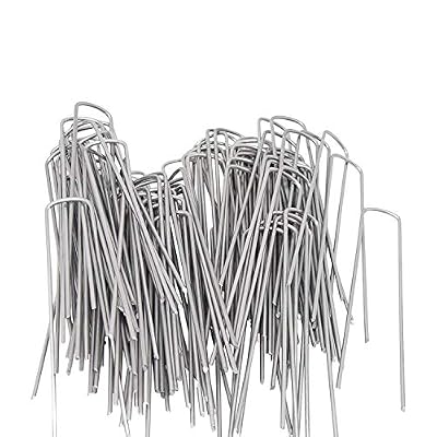 OuYi Garden Pegs U Paquet de 50 - Paquet de 50 x 3.0mm x 6 "/ 150mm - Ancrages pour Paysage Paysagers Galvanisés Agrafes, Broches en U en acier pour gazon
