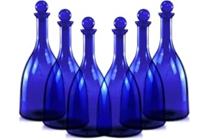BrandPrint - Bottiglie in Vetro Blu, modello "Viola" Set di 6, 750ml, Tappo a Sfera Incluso, Ideali per Acqua Solarizzata, Facili da Pulire, Vetro Resistente, Lavabili in Lavastoviglie, Blu, 750ml