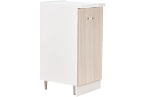 Shally Dogan Mobile Base per Cucina Componibile, Mobiletto con Struttura in Legno Robusta e Resistente, Colore Olmo, Maniglia con Finitura Cromata, Design Moderno (Anta Singola)