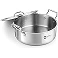Bergner BE Essentials TriPly Stainless Steel 28 cm Shallow Biryani Pan with Stainless Steel Lid, 5.8 L Shallow Tope/Langri for Biryani, Non-Toxic, Healthy, Less Oil Use - Induction and Gas Stove Ready