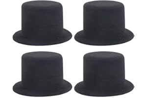 iplusmile 4pcs Mini Top Hats for Snowmen: Miniature Hats Elegant Collection for Crafting Wedding Cake Toppers Party Favors Doll Costume Christmas Decorations,9 × 4.5cm,Balck