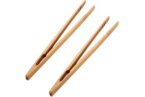 PULABO Lot de 2 pinces à grille-pain en bambou naturel - Pinces à pain - 18 cm - Excellente qualité et pratique