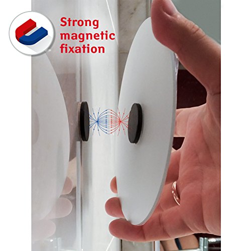 Tatkraft CHANGE Selbstklebender magnetischer Rasier und Make-up Spiegel, Einfache Montage Ø 15cm