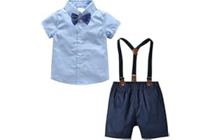Happy Cherry - Baby Taufe Jungen Anzug Zeremonie Kleinkinder Bekleidungset Kurzarm Baumwolle Sommer Gentihombre für Festliche Hochzeit Party - Kinder 0-4 Jahre