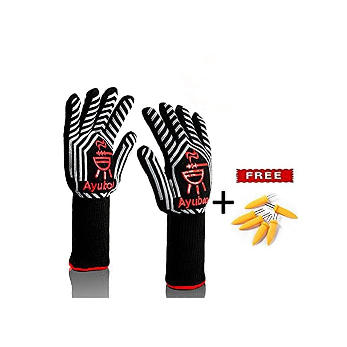 Grillhandschuhepremium Ofenhandschuheextra Lange Topfhandschuhebackhandschuh Extrem Hitzebestndige Sicherheitschwarz1 Paar Von Ayuboom