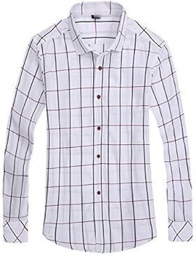 Camicia LKDJCWX Uomini Del Cotone Casuale Risvolto Lattice A Maniche Lunghe