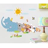 Fuloon wandtattoo tiere Wandsticker Kinderzimmer / Wandtattoo elefan Affe wandsticker kinderzimmer 40*22cm Wandtattoo Kinderzimmer Wandtattoo meerestiere Wandaufkleber Wandsticker Wandtattoo Kinder Wandtattoo Schlafzimmer Wandtattoo Kinderzimmer meerestiere - 2