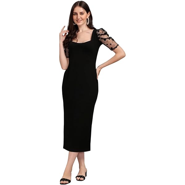 Buy STARPICK Enterprise Women's Lycra Black Knee-Length