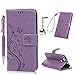 Produktbild Huawei Nova Hülle, Leder Flip Wallet Cover in Book Style Stand Case Card Slot Leder Tasche Case Karteneinschub und Magnetverschluß Kratzfestes und Schmutzunempfindliches in Lila Schmetterling für Huawei Nova + Stylus Stift +Staubstecker