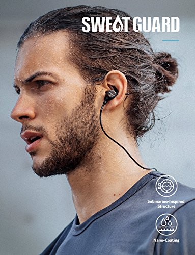 Soundcore Spirit Sports Earphones by Anker, with Wireless Bluetooth, 8-Hour Battery, IPX7 SweatGuard Technology, Secure Fit for Sport and Workouts, with Mic