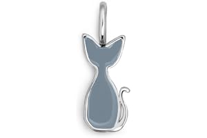 SINGULARU - Charm Salem Gato Enamel. Colgante en Latón con Acabado en Baño de Oro de 18 Kt o Rodio. Charm Reversible con Detalles en Esmalte de Colores y con Cierre Asa. Joyas para Mujer