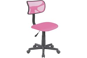 BAKAJI Sedia Girevole Scrivania Regolabile in Altezza Poltrona con Ruote Ufficio cameretta Schienale ergonomico a Rete Traspirante Seduta Imbottita (Rosa)