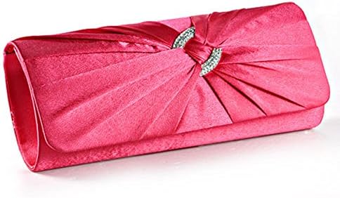 Nodykka Wedding Party Satin Pleated Rhinestone Clutch Bag Cross Body Handbag Purse
