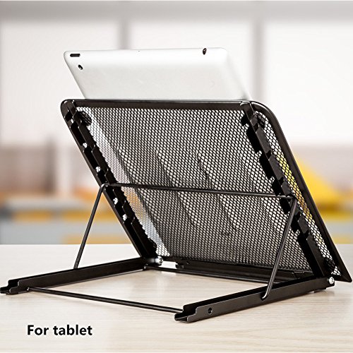 Faltbarer Laptop Tablet Ständer, InGoo Laptopständer Mesh Belüftet Kühler Halter Verstellbarer Computer Halterung Stütze Ständer für Laptop, Notebook, iPad Mini, iPhone, Tablets(Schwarz) - 5