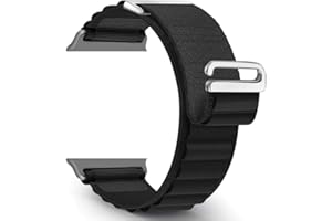 GÉNÉRIQUE Bracelet Compatible Apple Watch ⏐ Boucle Alpine ⏐ Couleur Blanc Ivoire, Noir, Orange ou Vert Kaki ⏐ Collection Ultra