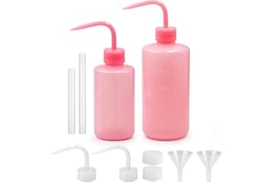 Episkey 2Pcs Bottiglia di lavaggio rosa, 250ml/500ml Bottiglia di spremitura con imbuto a scala Narrow Bocca Di Plastica Spruzzatori Dispenser per Giardinaggio, casa, laboratorio (H02)