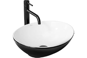 Rea Lavabo sobre Encimera Sofia Blanco Negro Lavabo de baño 410 x 345 x 150 mm Cerámica (Negro/Blanco)
