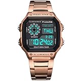 YOLANDE Armbanduhr Sportuhr 50 Meter Wasserdicht Uhr Digital LED Alarm Kalender Uhren Watches für Herren Männer Damen Frauen Jungen universal Multifunktions-Analog Clock,Pink