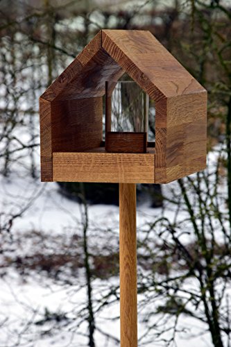 Luxus-Vogelhaus 46601e Eiche-Vogelfutterhaus mit Ständer, Satteldach, Futtertablett und Silo - 4