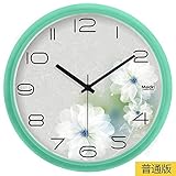 WIHY Stille Seiko Wanduhr Quarz Batterie Mode Präzision Moderne Geschenk Uhr Digital Art Zeichnung Quarzuhr Home Wanduhr, 13', die Grund Pulver Grün-636,