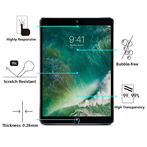 OMOTON Panzerglas Schutzfolie für iPad Pro 10.5 [2017], 9H Härte, Anti-Kratzen, Anti-Öl, Anti-Bläschen,lebenslange Garantie - 2