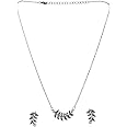 VOYLLA Fresh Fern Bella Necklace Set for women|Oxidised Necklace Set For Women|EveryDay|Festive|Wedding|Gift For Women|