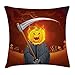 Produktbild jinhua19 Kissenbezüge Rectangle Multicolor for Bed Pillow Cover Halloween ations Pumpkin Grim Head Burning Flames Character Scary Creature Night Orange Grey 18 x 18 Inches