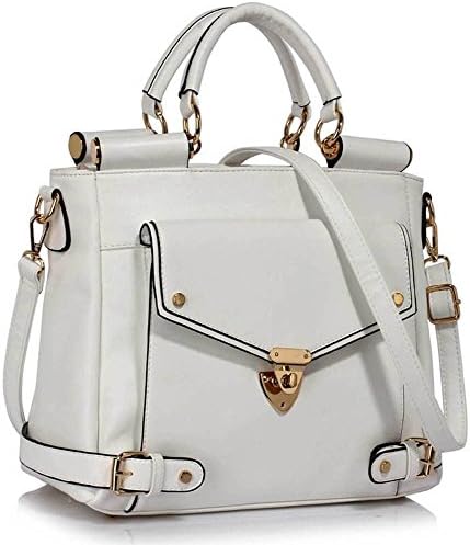 New Women Designer HandBags Ladies Faux Leather Shoulder Tote Satchel Cross Body Grab Handbags (Z White 2)