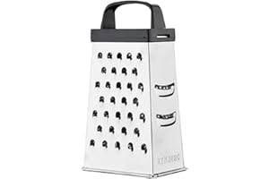 RB RENBERG Grater - Rallador De Acero Inoxidable Negro 4 Caras Cocina de 8.9x6.4x16.5cm - Cómodo Rallador De Queso - Rallador Multiusos de Cocina - Rallador De Verduras - Fabricado en Acero Inoxidable