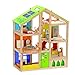 Produktbild Puppenhaus von Hape ,,4 Jahreszeiten' aus Holz, inkl. Möbel, 35 Teile. Mit Puppenset & Stickerblock. Puppenstube mit Holzpuppen-Familie für Kreativität & Fürsorge. Holzpuppenhaus Sonderedition!