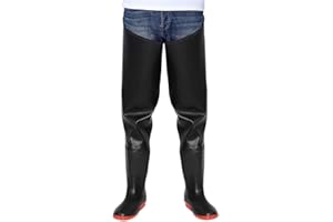 HWBZSZY Men's Women's Adjustable PVC Waders Multipurpose Rain Rubber Boots 100% Waterproof Over Knee Fishing Trousers Non-Slip Hunting Waders Bootfoot Size 36-47