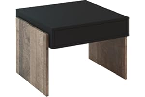 ‎PROROOM FURNITURE PROROOM FURNITURE - Zhara Mini - Kaffeetisch 60x60 Höhe 45 cm - Sofatisch Quadratisch - Coffee Table - Wohnzimmertisch Modern - Couchtisch mit Schublade, Stauraum - Schwarz/Koloniale Grange-Eiche