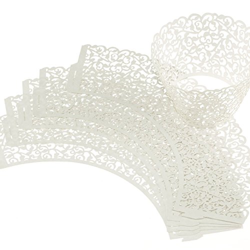 TININNA Pearly Papier Vine Spitze Muscheln Cup Cake Cupcake Wrappers Verpackung Dekoration Hochzeit Party Cupcake Dekoration Muffinförmchen Papierförmchen 60 Stück - 4