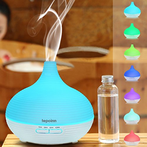 Tepoinn 300ml Aroma Diffusor Luftbefeuchter Ultraschall mit LED Farbwechsel Duftzerstäuber Humidifier Essential Oil Diffuser Purifier für Babies Kinder Haus Yoga Büro Spa – Weiß (300ml) - 4