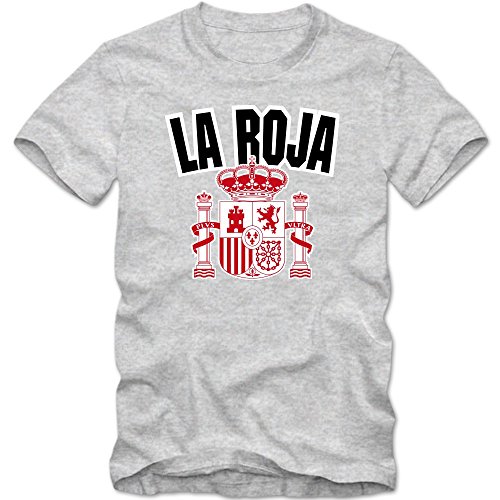Spanien WM 2018#4 T-Shirt | Fußball | Herren | Trikot | La Furia Roja | Nationalmannschaft, Farbe:Graumeliert (Grey Melange L190);Größe:M