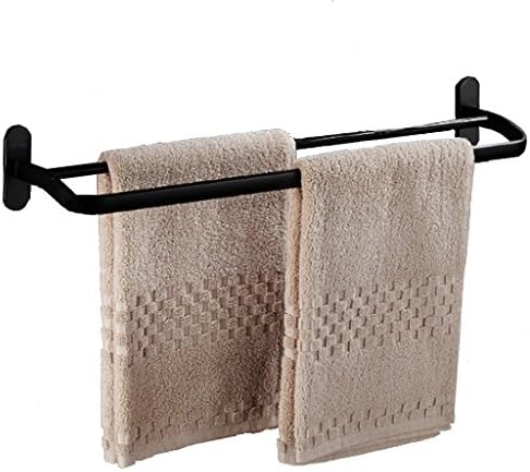 FJXLZ® JCRNJSB-Towel rack, European style Single shot Free punch Bathroom Aluminum material Towel rack Black 60cm Wall-mounted stainless steel