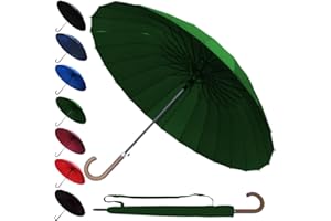 COLLAR AND CUFFS LONDON Wiatroodporny parasol żebrowy z 24 żebrami dla super wytrzymałości - 60 km/h bardzo mocny - trójwarstwowa wzmocniona rama z włókna szklanego - drewniany uchwyt haczykowy -